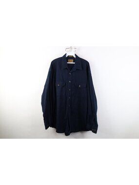 Vintage 90s Streetwear Mens XLT Heavyweight Chamois Cloth Button Shirt Blue